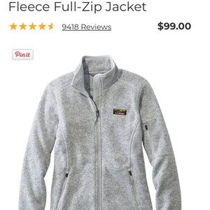 LLBEAN Gray Full-Zip Fleece Jacket S Tall